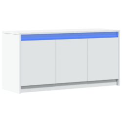 TV-benk med LED hvit 100x34x50 cm konstruert tre