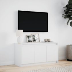 TV-benk med LED hvit 100x34x50 cm konstruert tre