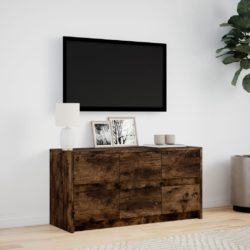 TV-benk med LED røkt eik 100x34x50 cm konstruert tre