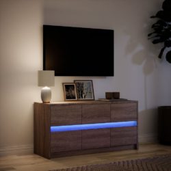 TV-benk med LED brun eik 100x34x50 cm konstruert tre