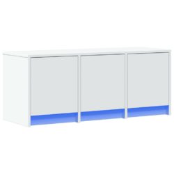 TV-benk med LED hvit 97x34x40 cm konstruert tre