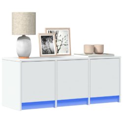 TV-benk med LED hvit 97x34x40 cm konstruert tre