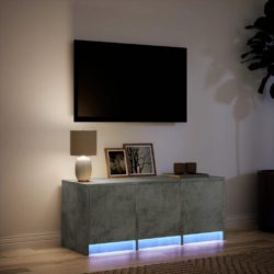 TV-benk med LED betonggrå 97x34x40 cm konstruert tre