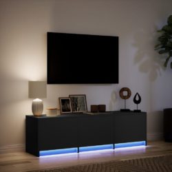 TV-benk med LED svart 140x34x40 cm konstruert tre