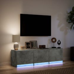 TV-benk med LED betonggrå 140x34x40 cm konstruert tre