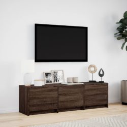 TV-benk med LED brun eik 140x34x40 cm konstruert tre