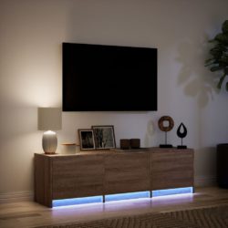 TV-benk med LED brun eik 140x34x40 cm konstruert tre