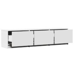 TV-benk med LED hvit 165x34x40 cm konstruert tre