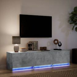 TV-benk med LED betonggrå 165x34x40 cm konstruert tre