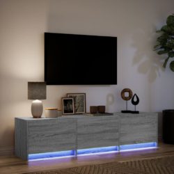 TV-benk med LED grå sonoma 165x34x40 cm konstruert tre