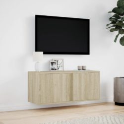 Vegghengt TV-benk med LED sonoma eik 80x31x35 cm