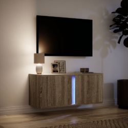 Vegghengt TV-benk med LED sonoma eik 80x31x35 cm