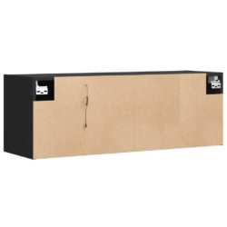 Vegghengt TV-benk med LED svart 100x31x35 cm