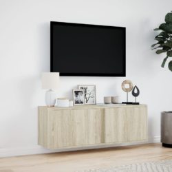 Vegghengt TV-benk med LED sonoma eik 100x31x35 cm