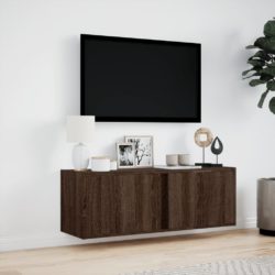 TV Veggskap med LED brun eik 100x31x35 cm