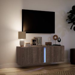 TV Veggskap med LED brun eik 100x31x35 cm