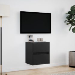 Vegghengt TV-benk med LED svart 41x31x45 cm