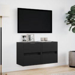 Vegghengte TV-benker med LED 2 stk svart 41x31x45 cm