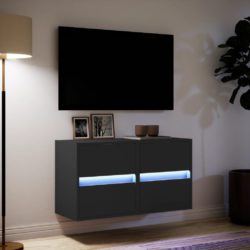 Vegghengte TV-benker med LED 2 stk svart 41x31x45 cm