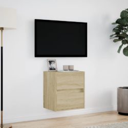 Vegghengt TV-benk med LED sonoma eik 41x31x45 cm