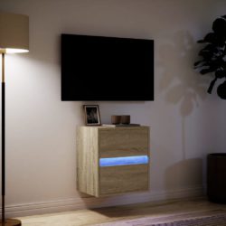 Vegghengt TV-benk med LED sonoma eik 41x31x45 cm