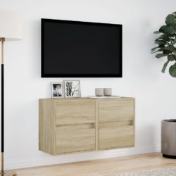 Vegghengte TV-benker med LED 2 stk sonoma eik 41x31x45 cm