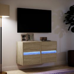 Vegghengte TV-benker med LED 2 stk sonoma eik 41x31x45 cm