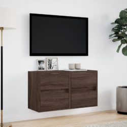 Vegghengte TV-benker med LED 2 stk brun eik 41x31x45 cm