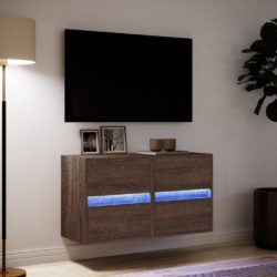 Vegghengte TV-benker med LED 2 stk brun eik 41x31x45 cm