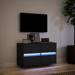 Vegghengt TV-benk med LED svart 80x31x45 cm