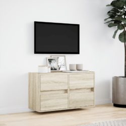 Vegghengt TV-benk med LED sonoma eik 80x31x45 cm