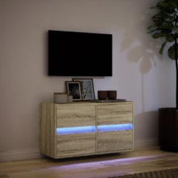 Vegghengt TV-benk med LED sonoma eik 80x31x45 cm