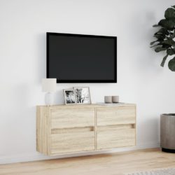 Vegghengt TV-benk med LED sonoma eik 100x31x45 cm