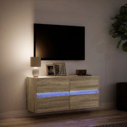 Vegghengt TV-benk med LED sonoma eik 100x31x45 cm