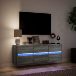 Vegghengt TV-benk med LED grå sonoma 130x31x45 cm