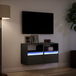 Vegghengte TV-benker med LED 2 stk svart 41x31x45 cm