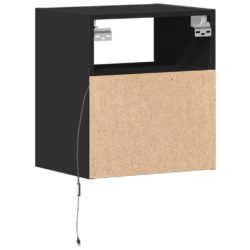 Vegghengte TV-benker med LED 2 stk svart 41x31x45 cm