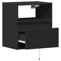 Vegghengte TV-benker med LED 2 stk svart 41x31x45 cm