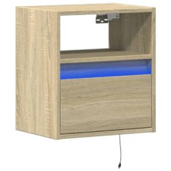 Vegghengt TV-benk med LED sonoma eik 41x31x45 cm