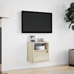 Vegghengt TV-benk med LED sonoma eik 41x31x45 cm