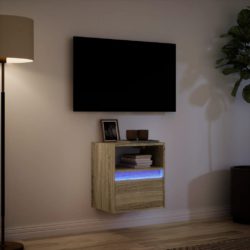 Vegghengt TV-benk med LED sonoma eik 41x31x45 cm