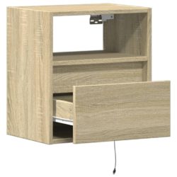 Vegghengt TV-benk med LED sonoma eik 41x31x45 cm