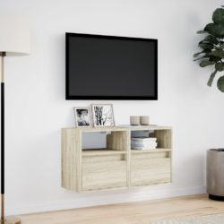 Vegghengte TV-benker med LED 2 stk sonoma eik 41x31x45 cm