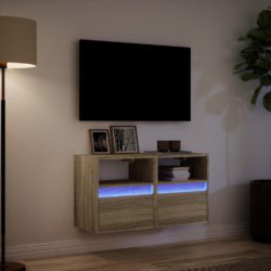 Vegghengte TV-benker med LED 2 stk sonoma eik 41x31x45 cm