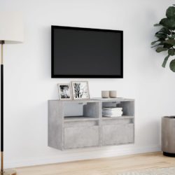 Vegghengte TV-benker med LED-lys 2 stk betonggrå 41x31x45 cm