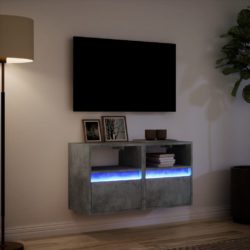 Vegghengte TV-benker med LED-lys 2 stk betonggrå 41x31x45 cm