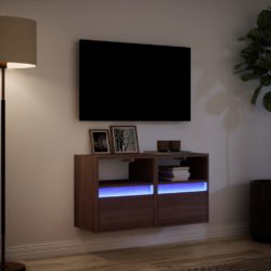 Vegghengte TV-benker med LED 2 stk brun eik 41x31x45 cm