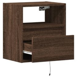 Vegghengte TV-benker med LED 2 stk brun eik 41x31x45 cm