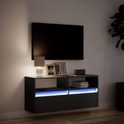 Vegghengt TV-benk med LED svart 100x31x45 cm