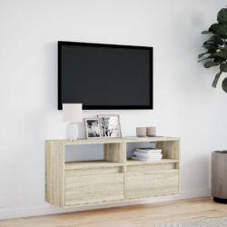 Vegghengt TV-benk med LED sonoma eik 100x31x45 cm